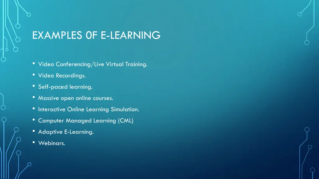 examples 0f e learning