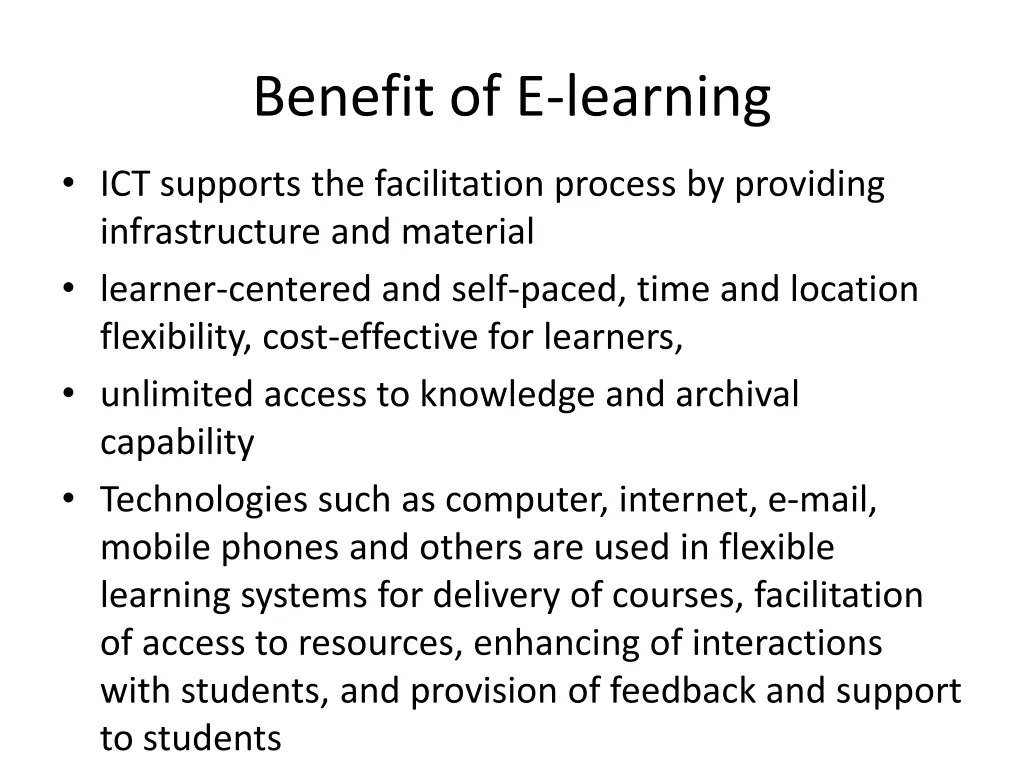 benefit of e learning