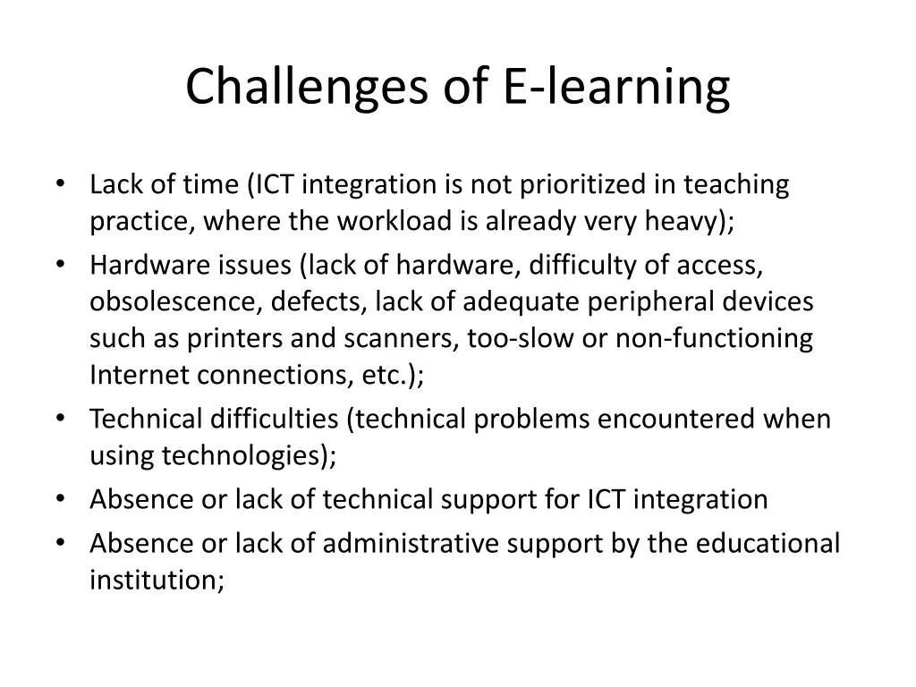 challenges of e learning