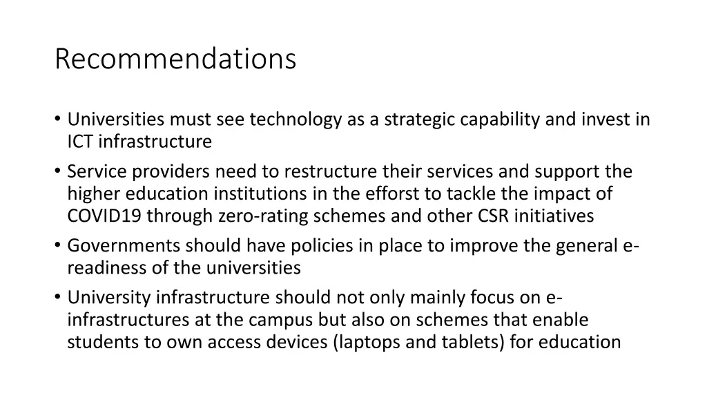 recommendations