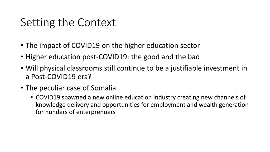 setting the context