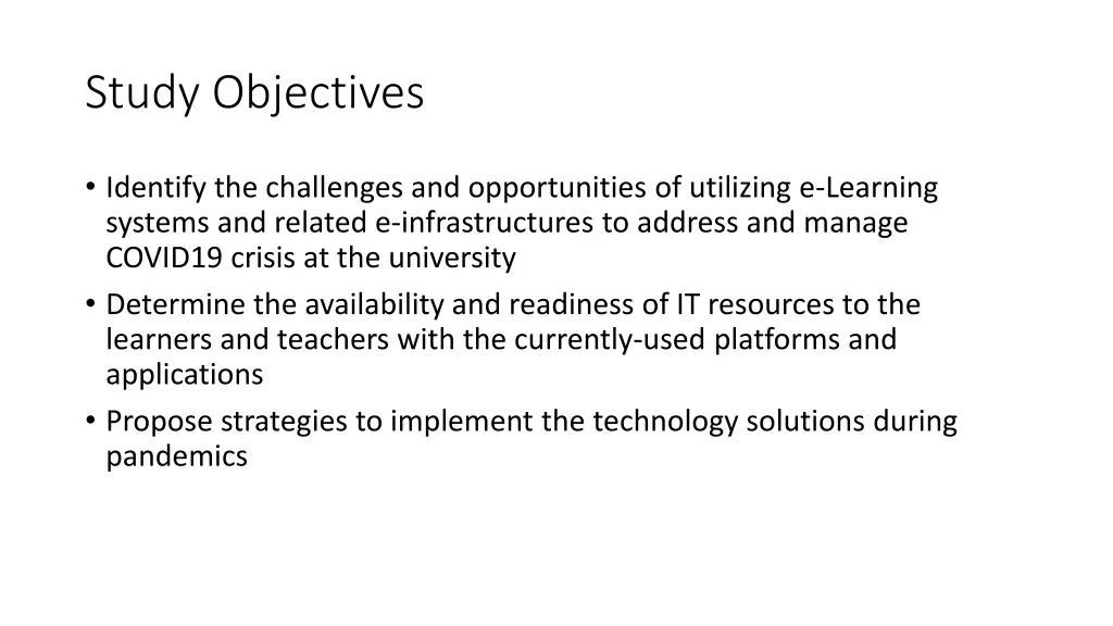 study objectives