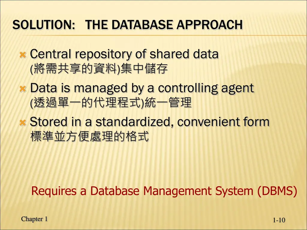 solution the database approach