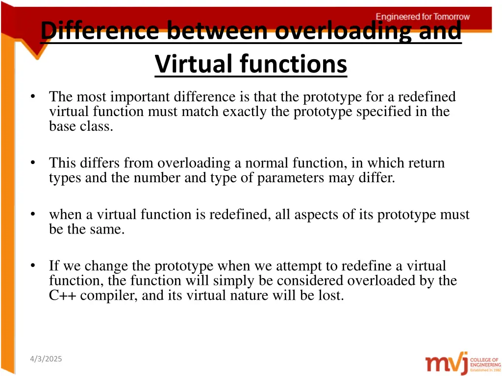 difference between overloading and virtual