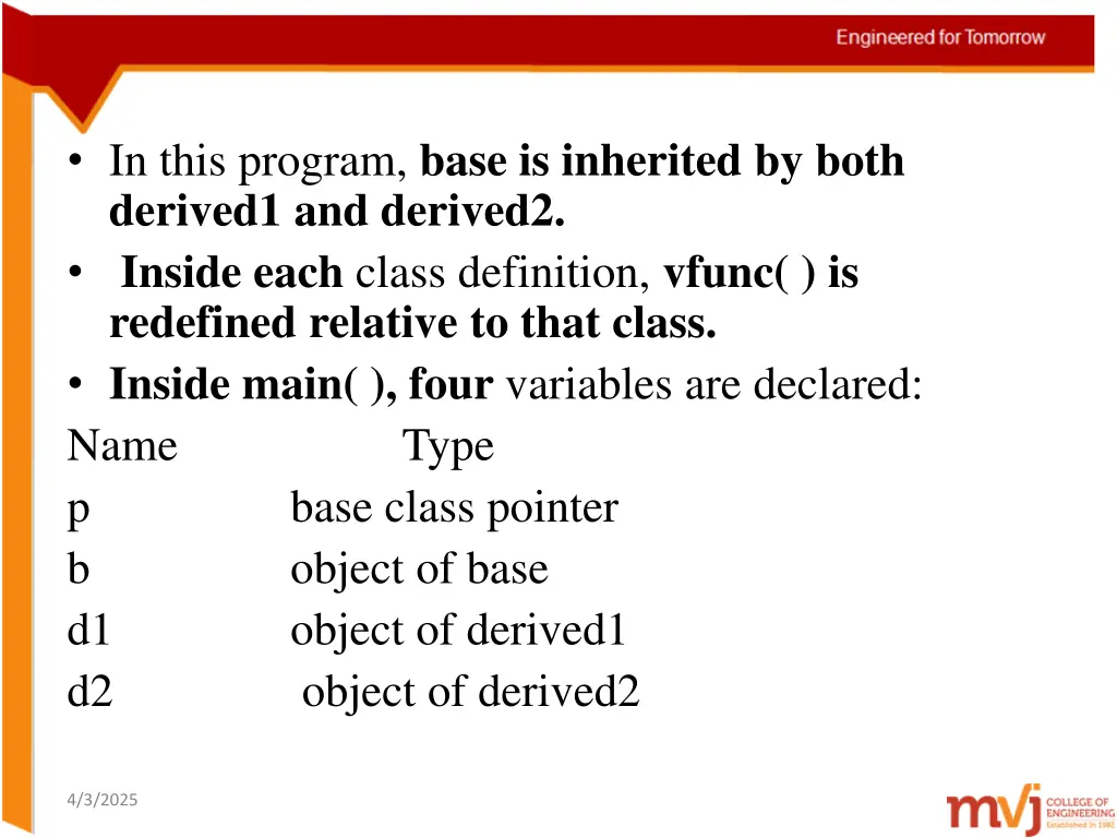 in this program base is inherited by both