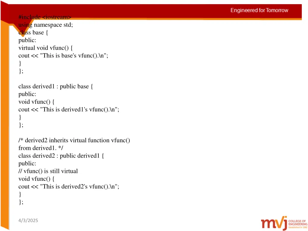 include iostream using namespace std class base 1