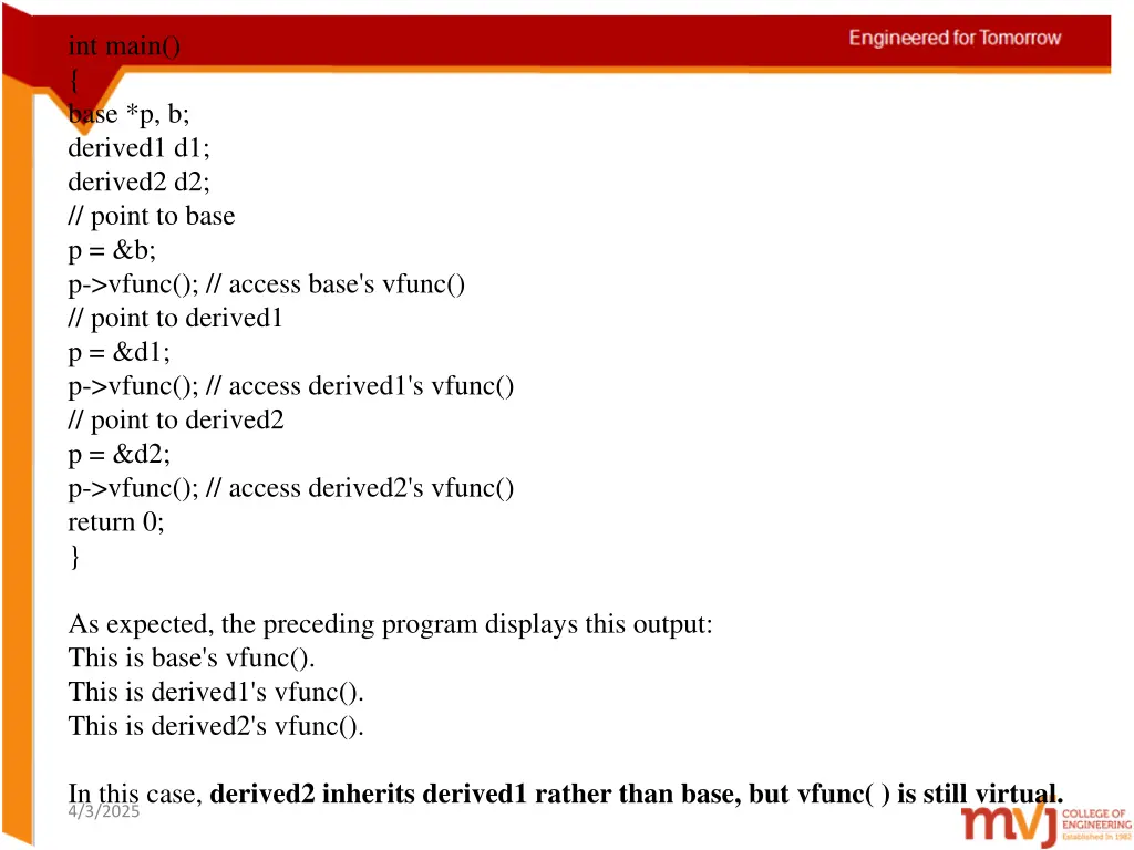 int main base p b derived1 d1 derived2 d2 point 1