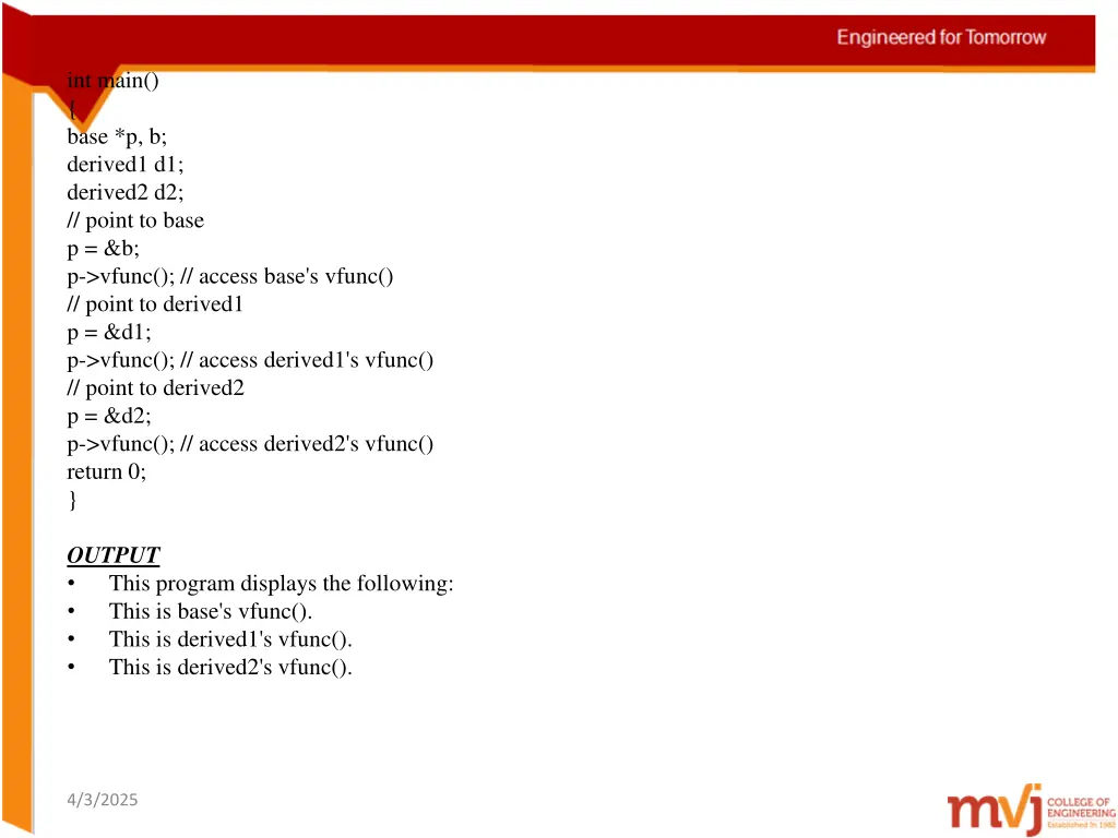 int main base p b derived1 d1 derived2 d2 point