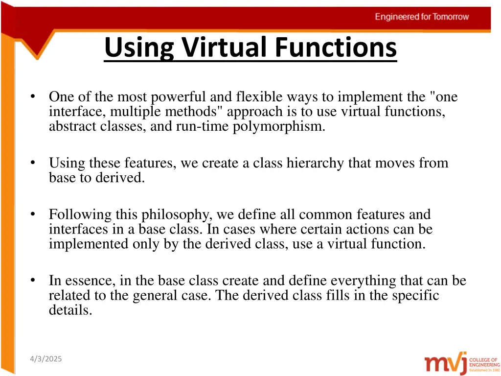 using virtual functions