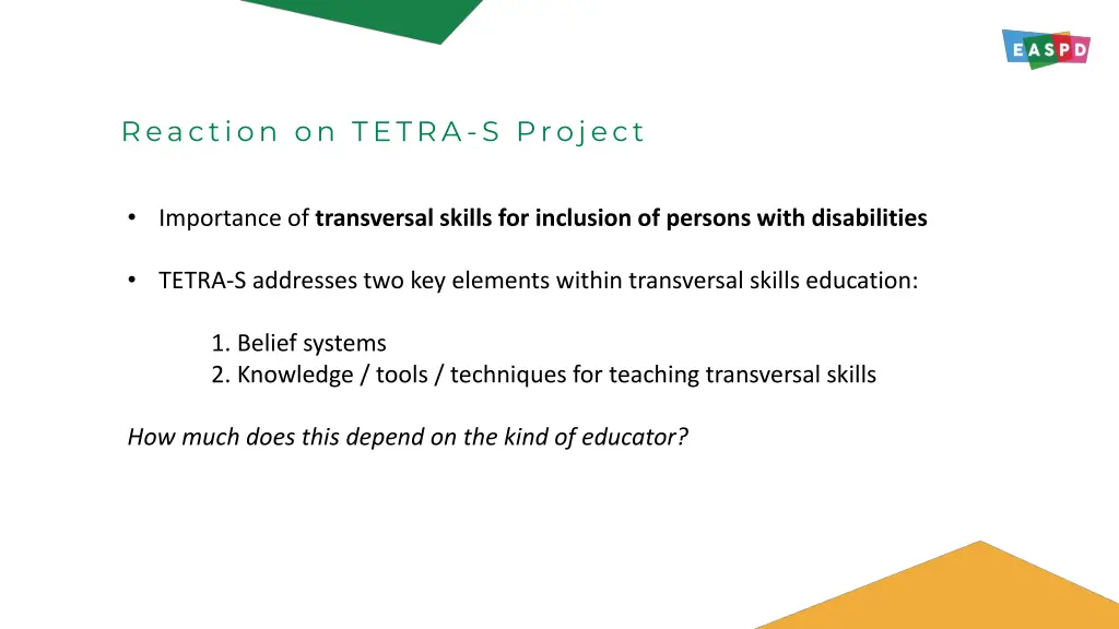 reaction on tetra s project