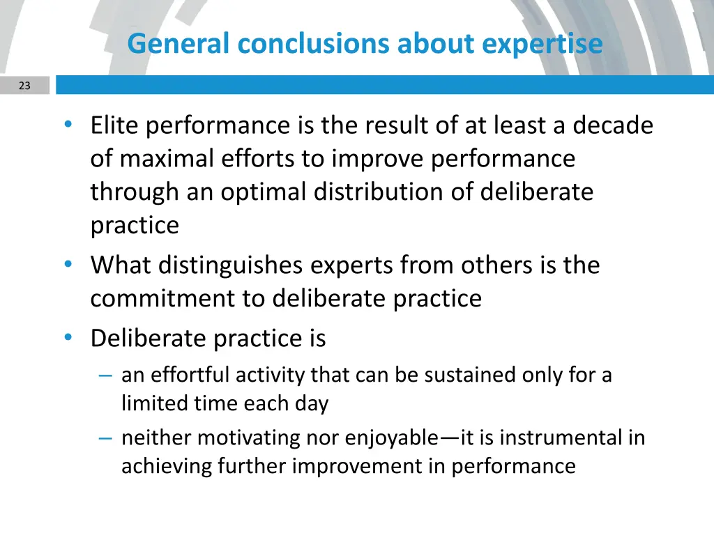 general conclusions about expertise