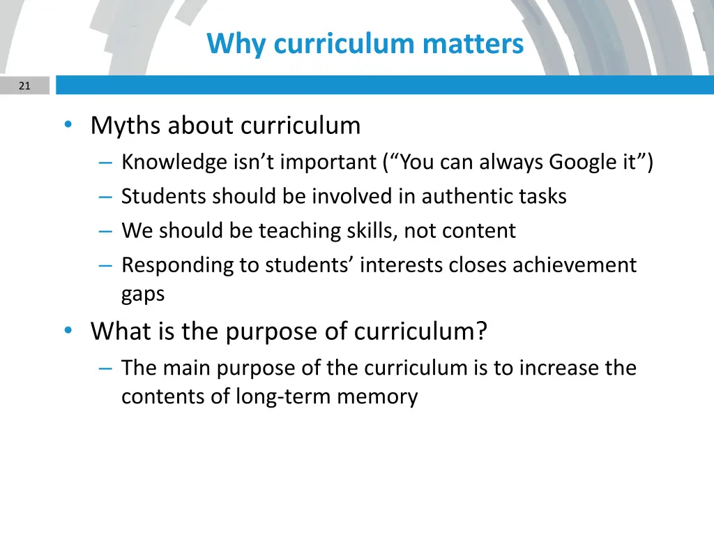 why curriculum matters