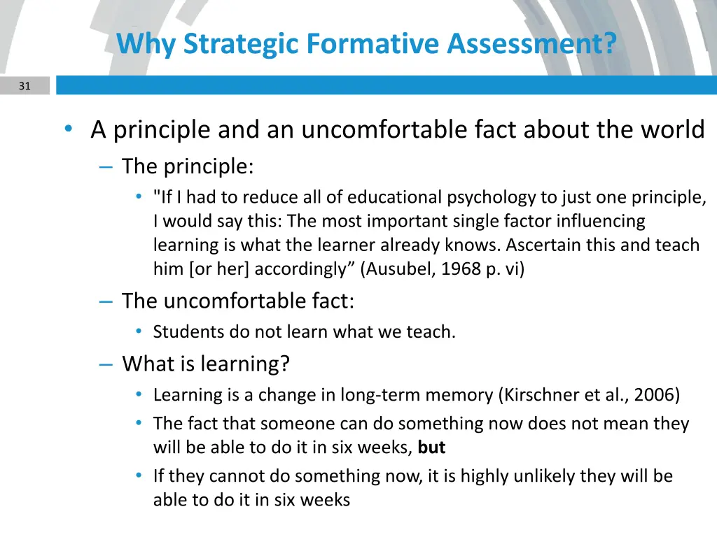 why strategic formative assessment