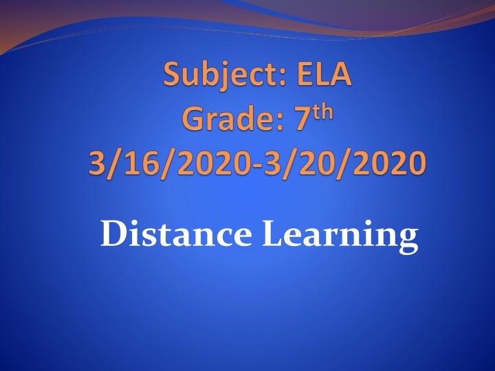 distance learning
