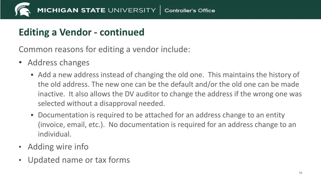 editing a vendor continued
