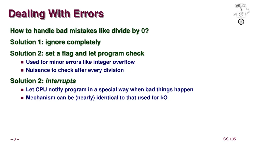 dealing with errors