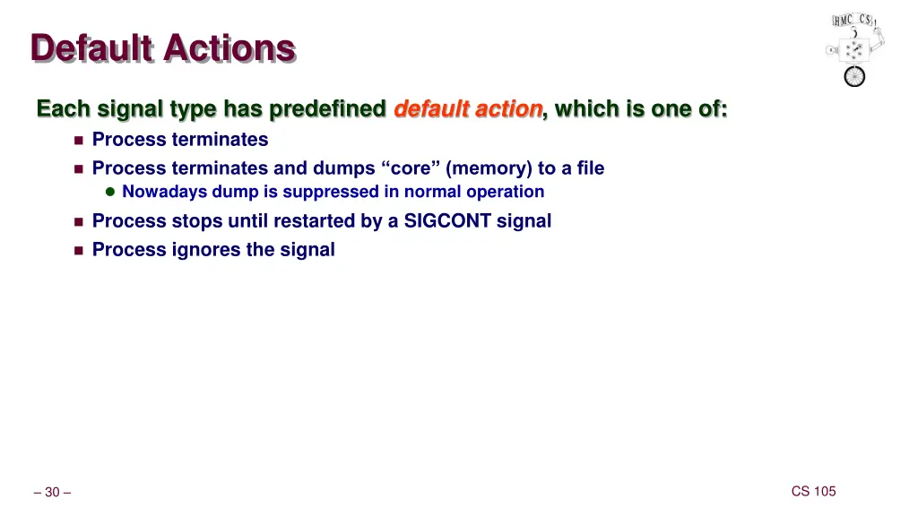 default actions