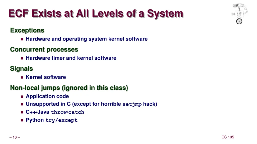 ecf exists at all levels of a system