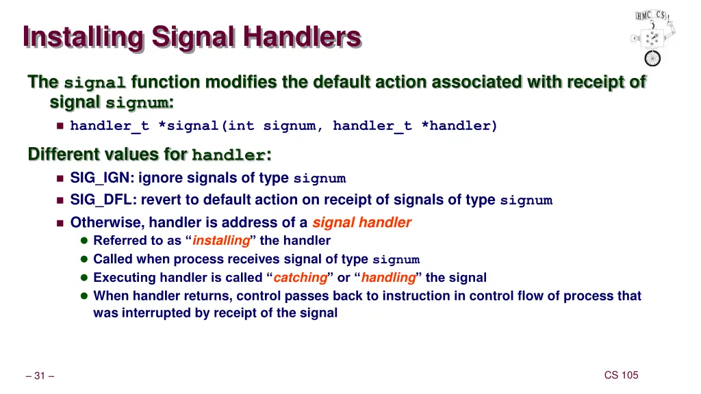 installing signal handlers