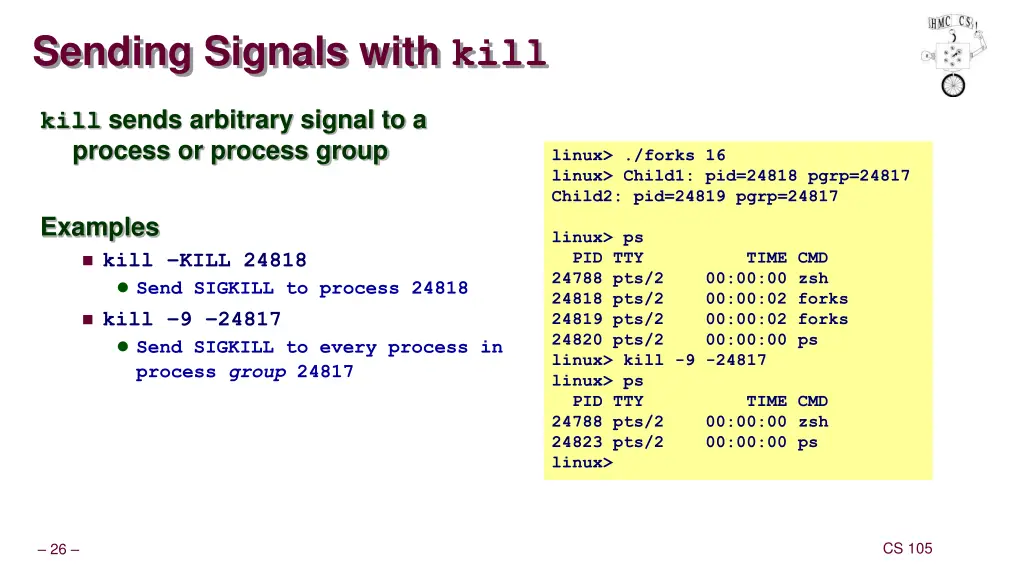 sending signals with kill