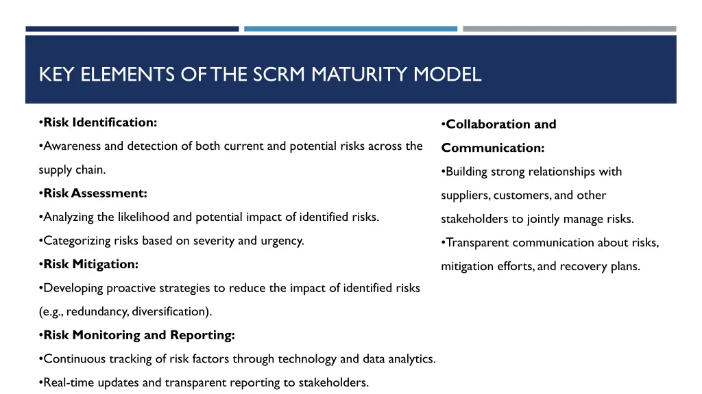 key elements of the scrm maturity model