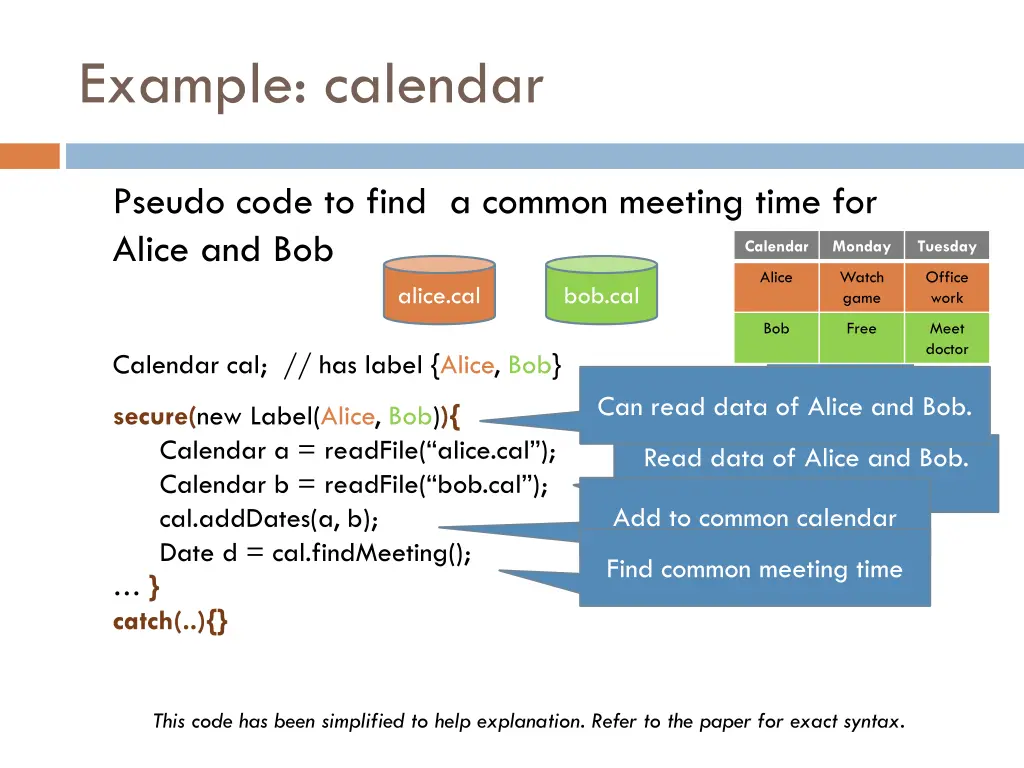 example calendar