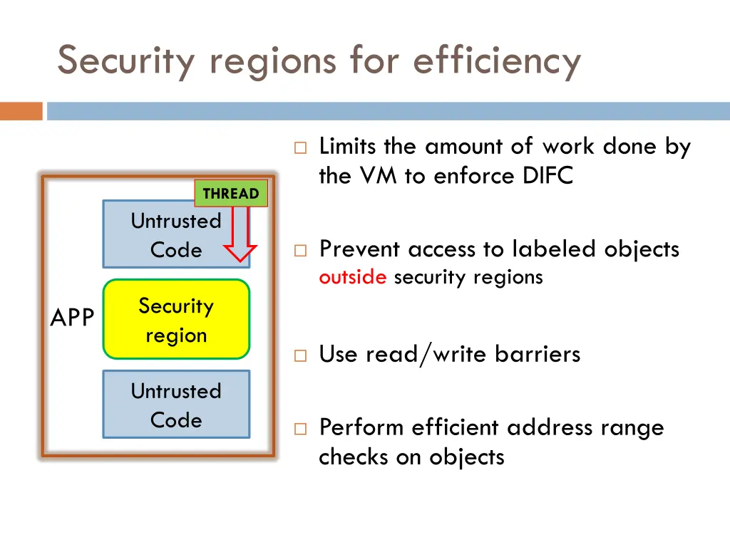 security regions for efficiency