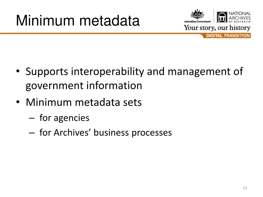 minimum metadata