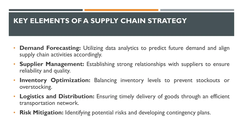 key elements of a supply chain strategy