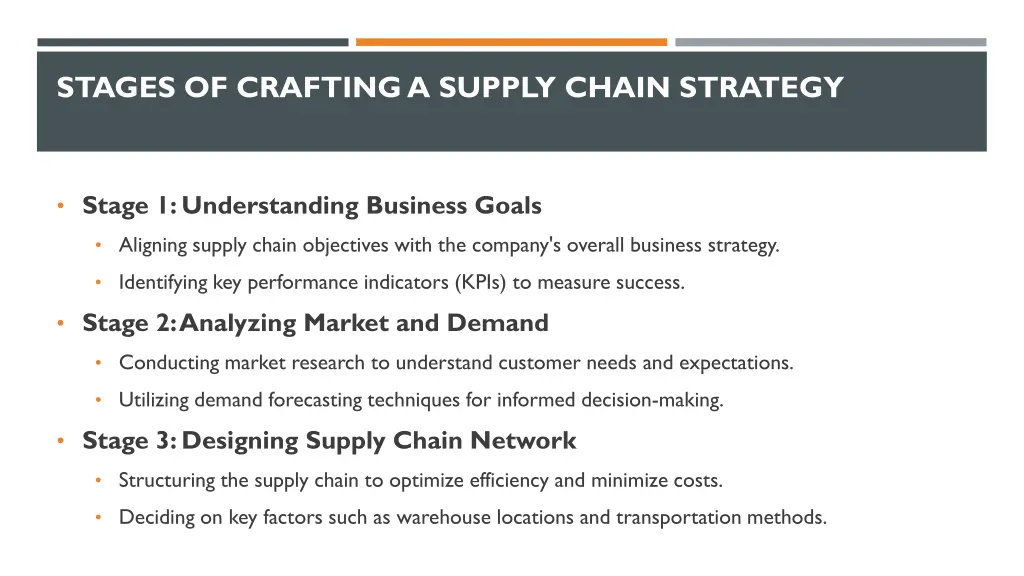 stages of crafting a supply chain strategy