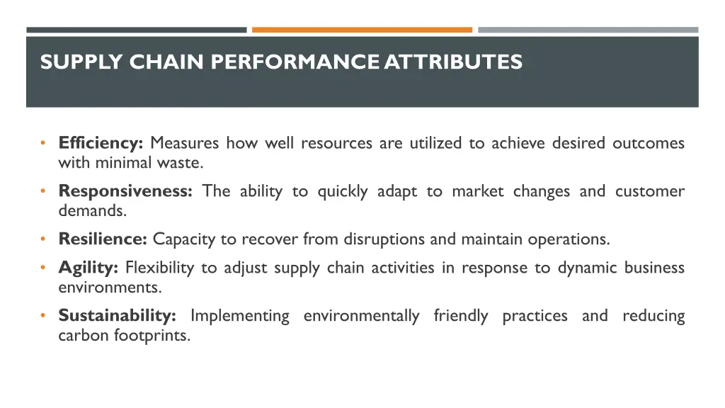 supply chain performance attributes