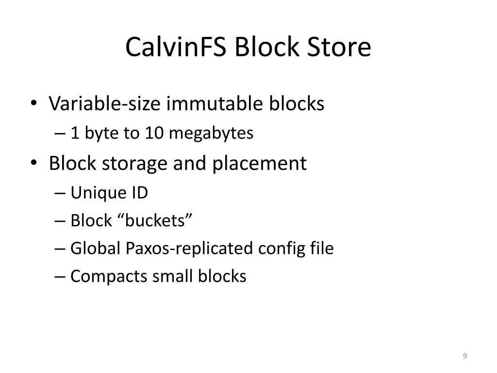 calvinfs block store