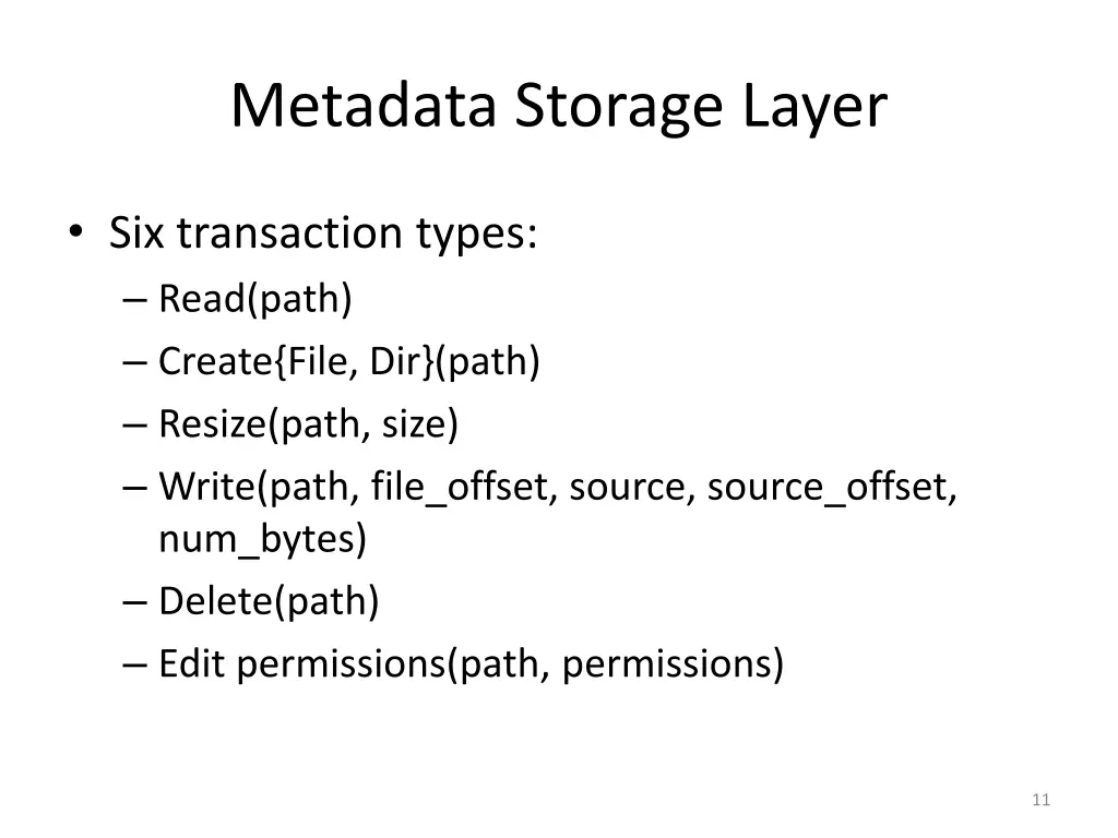metadata storage layer
