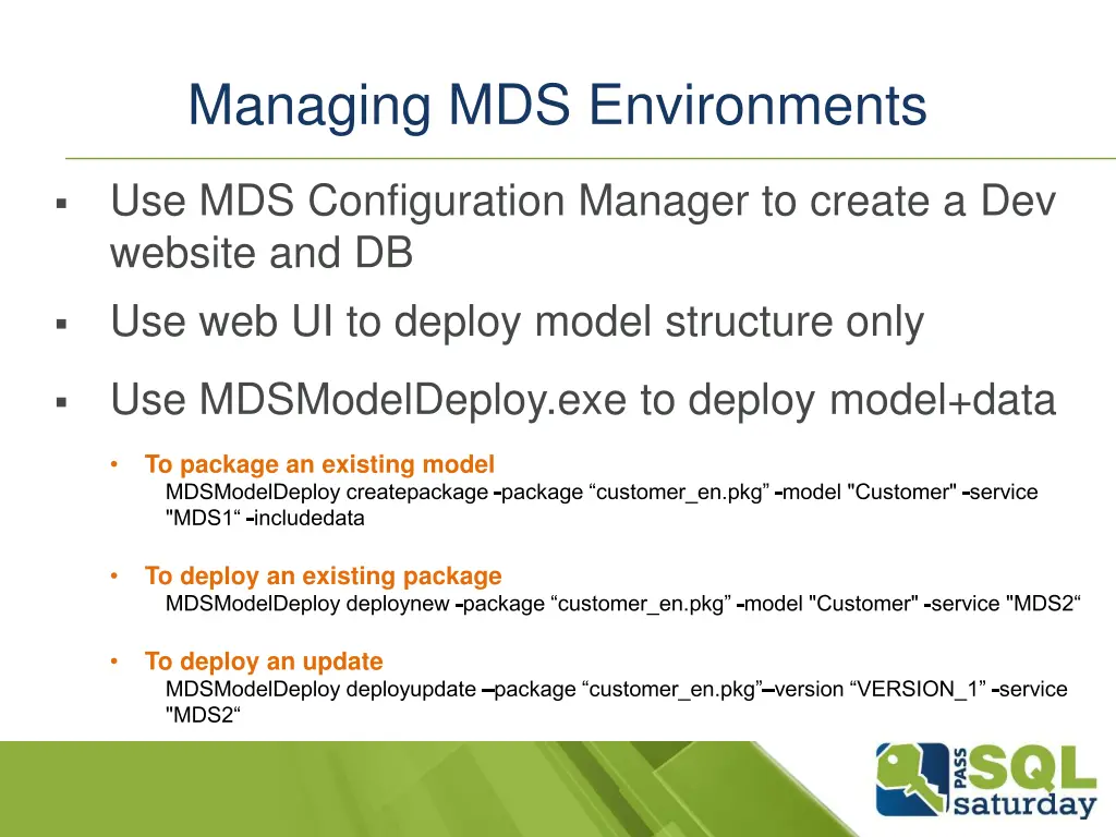 managing mds environments