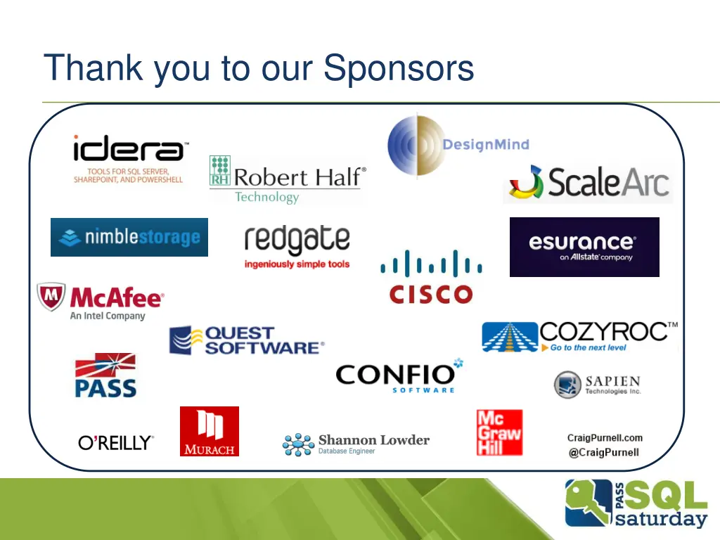 thank you to our sponsors