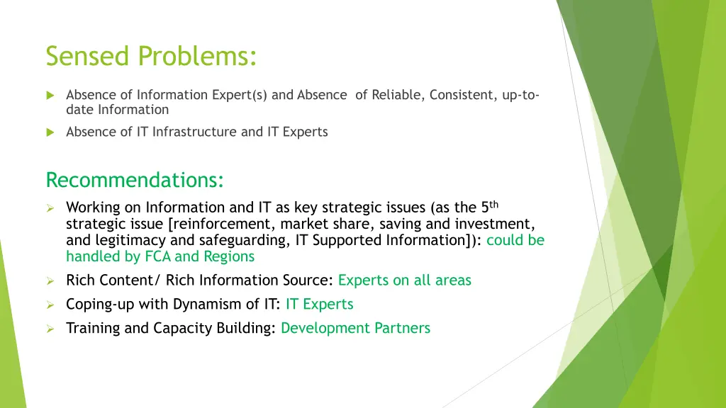 sensed problems