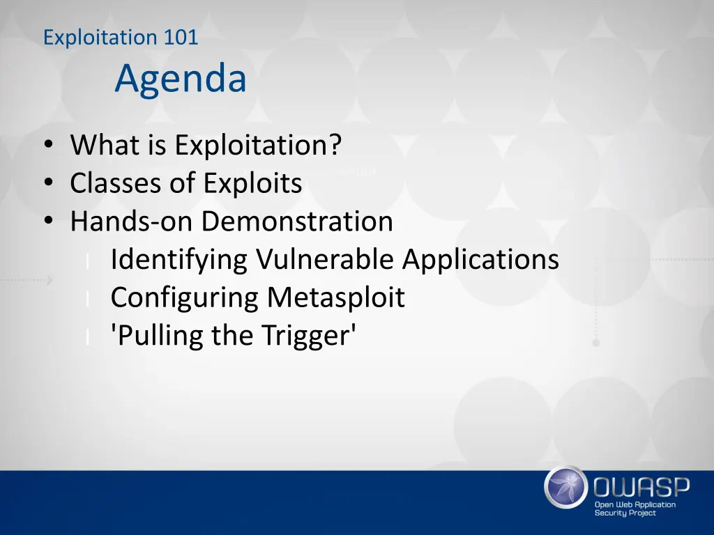 exploitation 101 agenda
