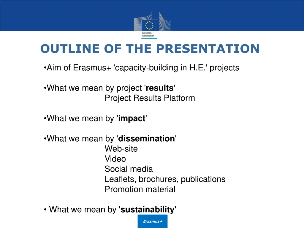 outline of the presentation