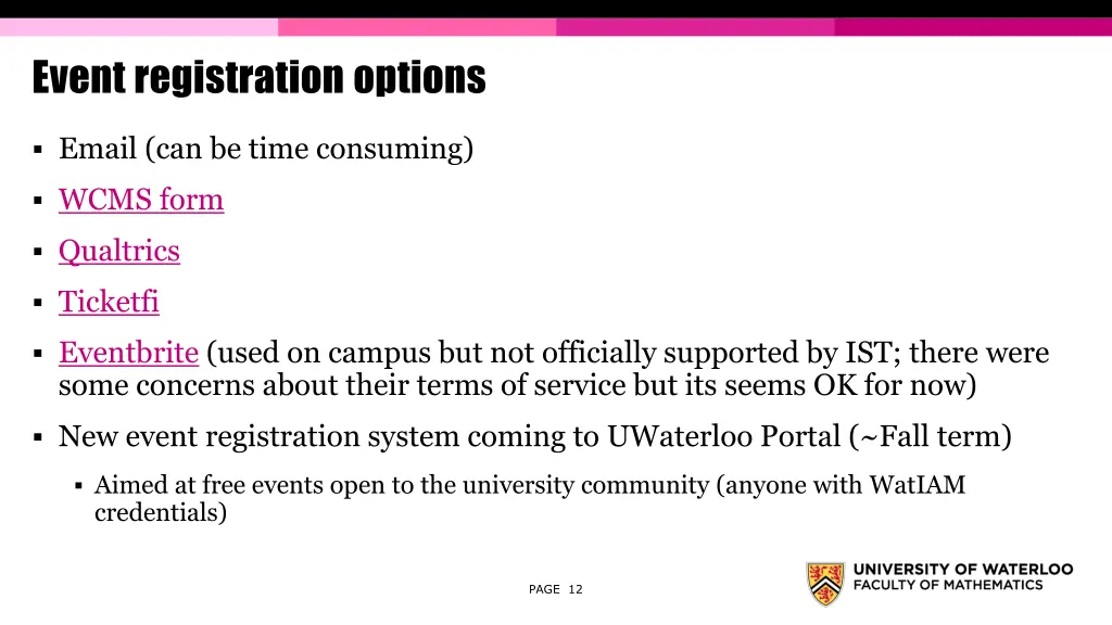 event registration options