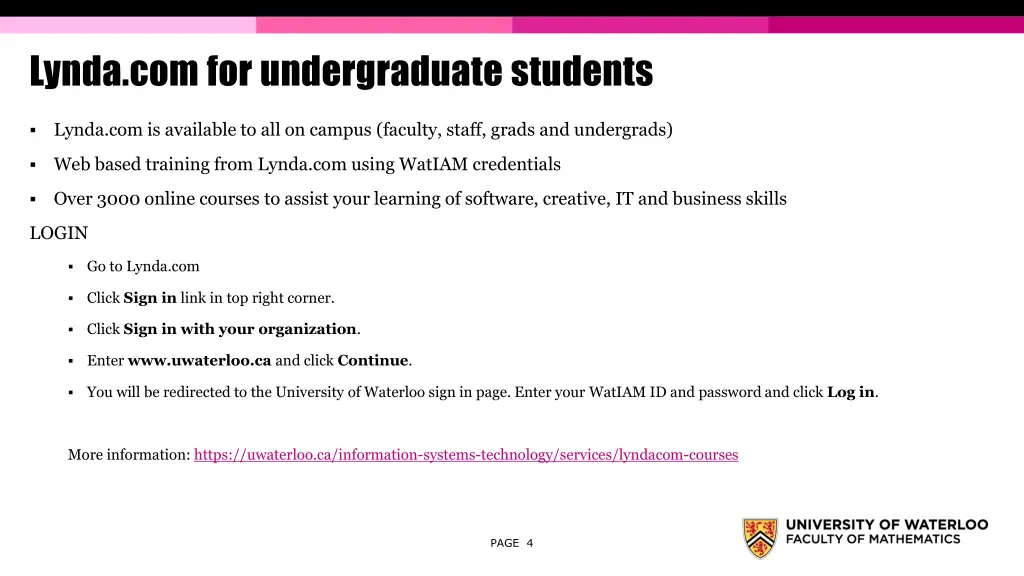 lynda com for undergraduate students