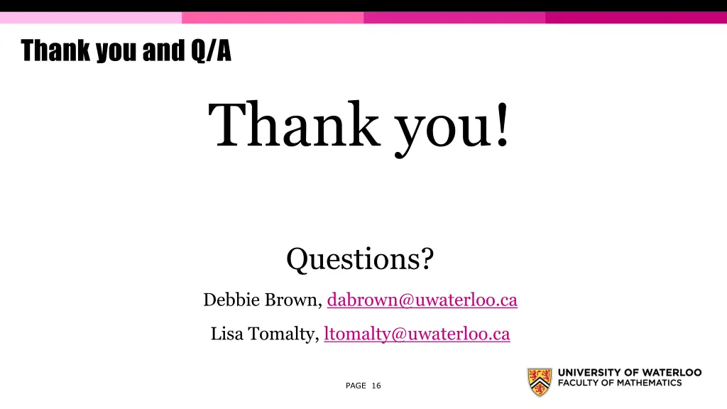 thank you and q a