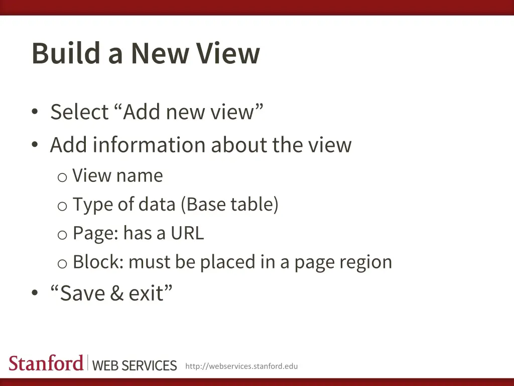 build a new view