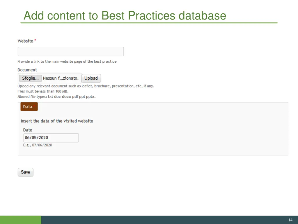 add content to best practices database 1