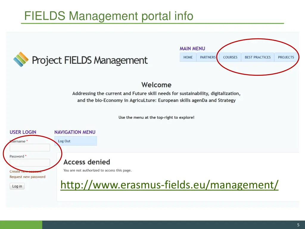 fields management portal info