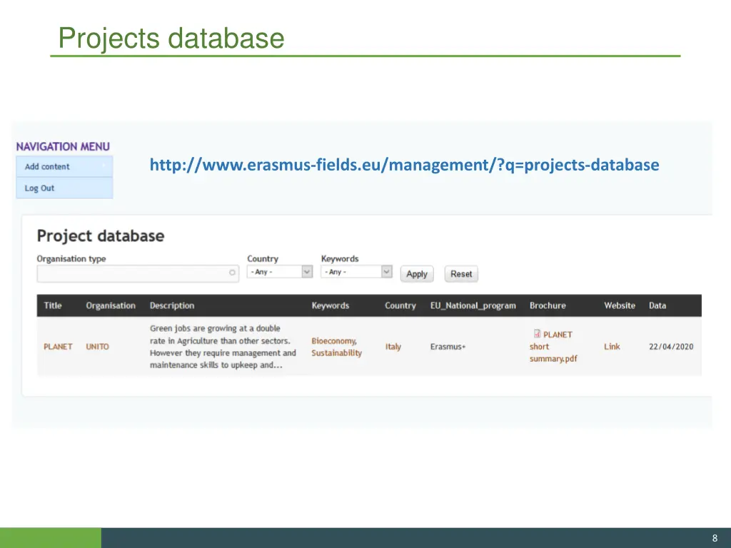 projects database