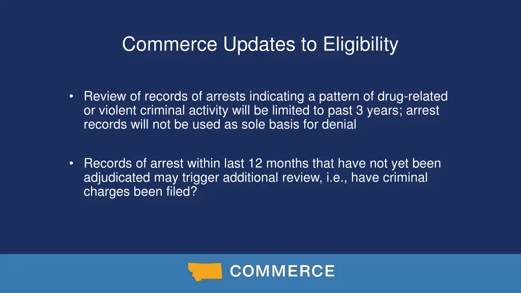 commerce updates to eligibility