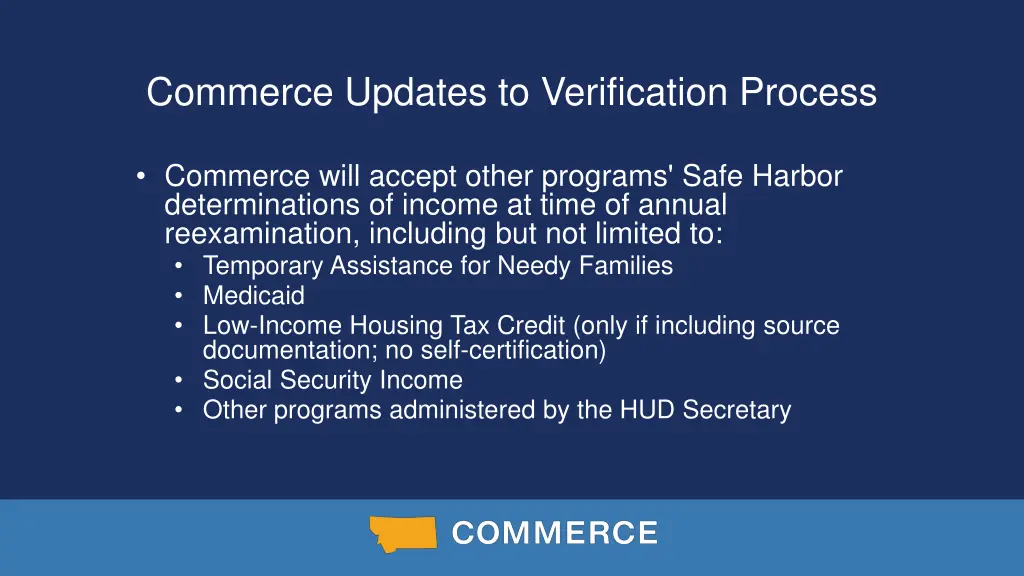 commerce updates to verification process