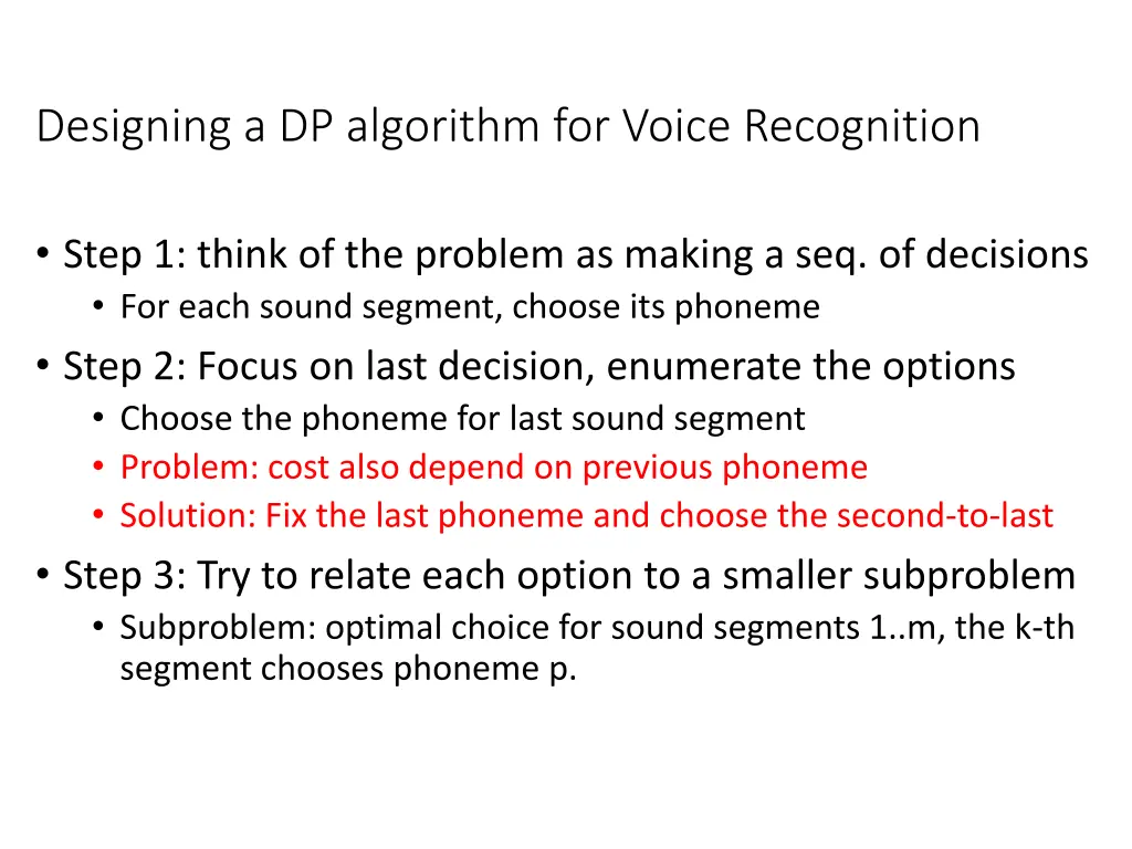 designing a dp algorithm for voice recognition