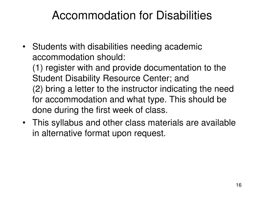 accommodation for disabilities