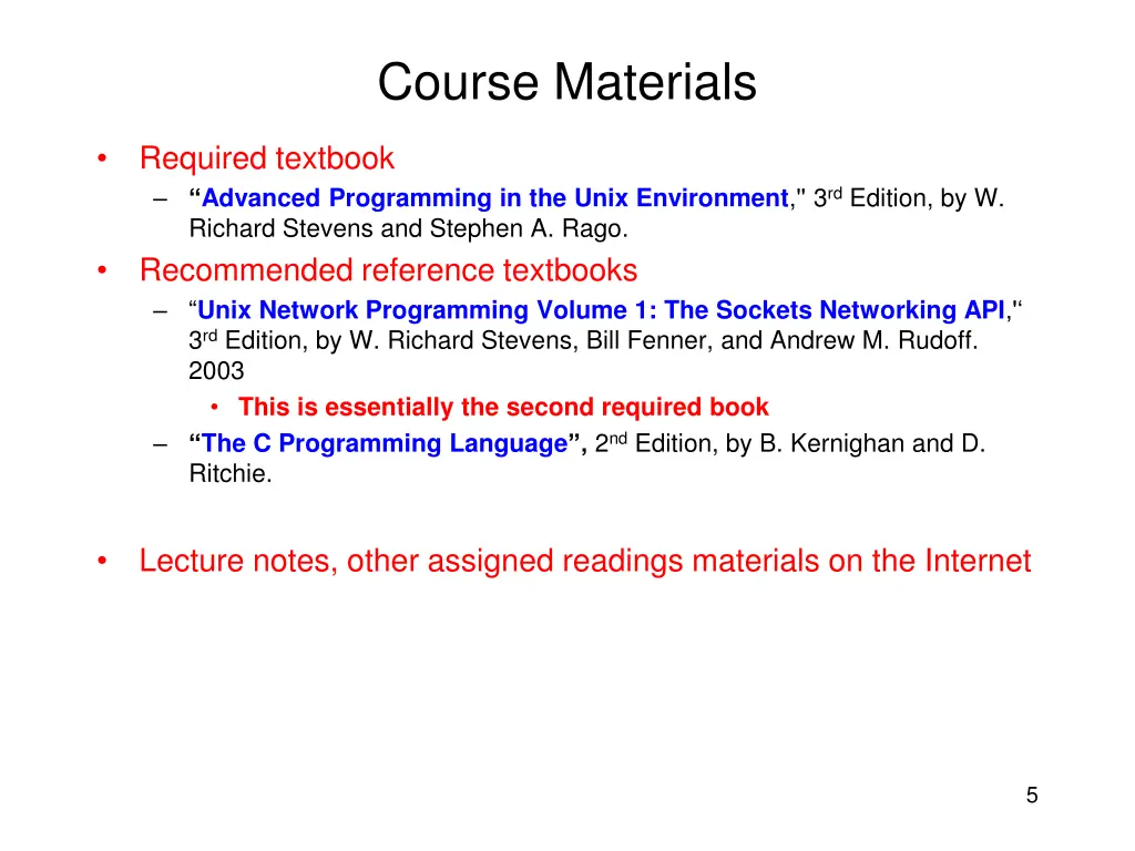 course materials